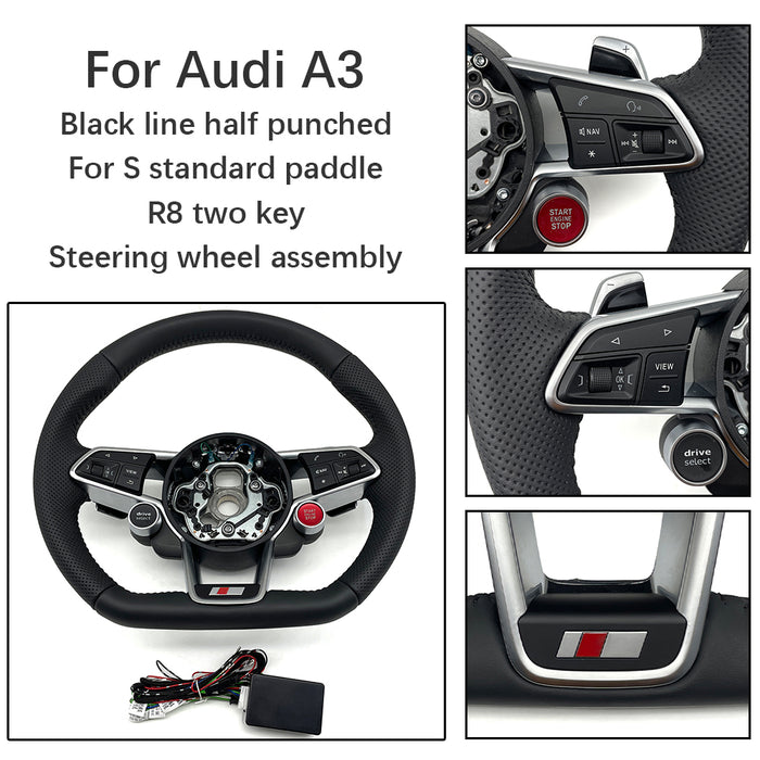 Multi functional semi perforated R8 steering wheel assembly, suitable for Audi A3 8Y