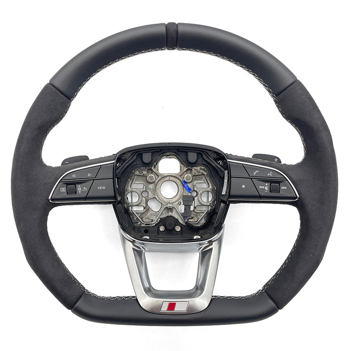 Multi functional suede white line sports steering wheel, For Audi Q3