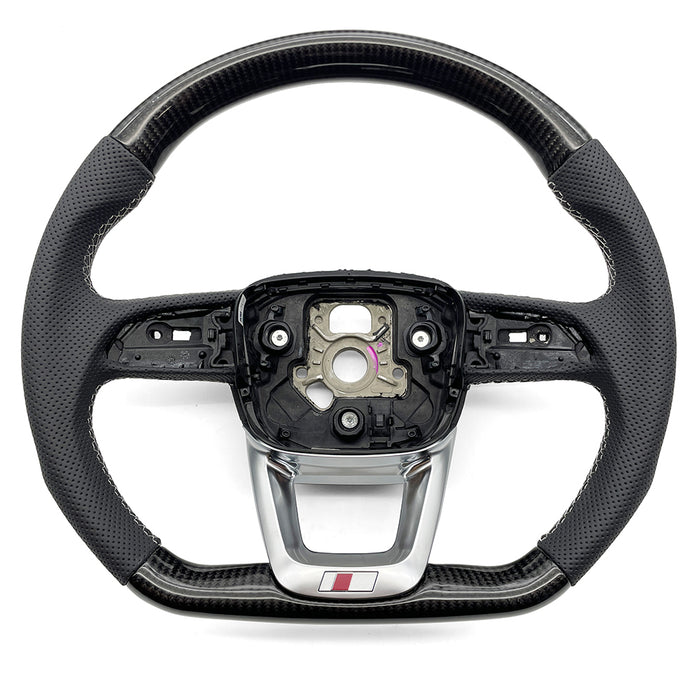 Multi functional carbon fiber semi perforated flat bottomed sports steering wheel, For Audi Q5 FY Q7