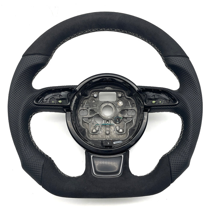 Multi functional suede flat bottomed sports steering wheel, suitable for Audi A6 C7