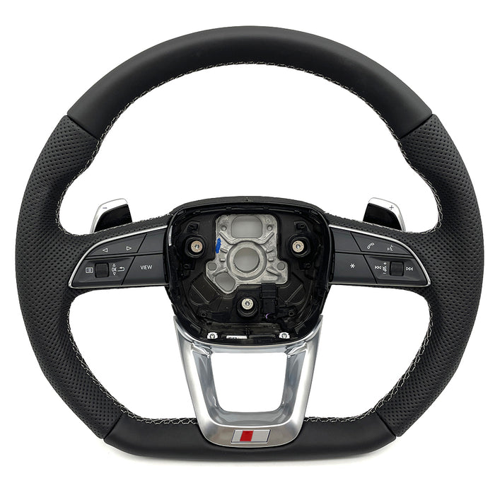 Multi functional semi perforated flat bottomed sports steering wheel, For Audi Q5 FY Q7