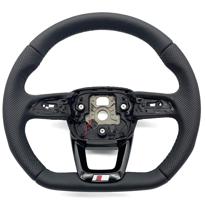 Multi functional semi perforated painted black flat bottomed sports steering wheel with heating,For Audi Q5 FY Q7