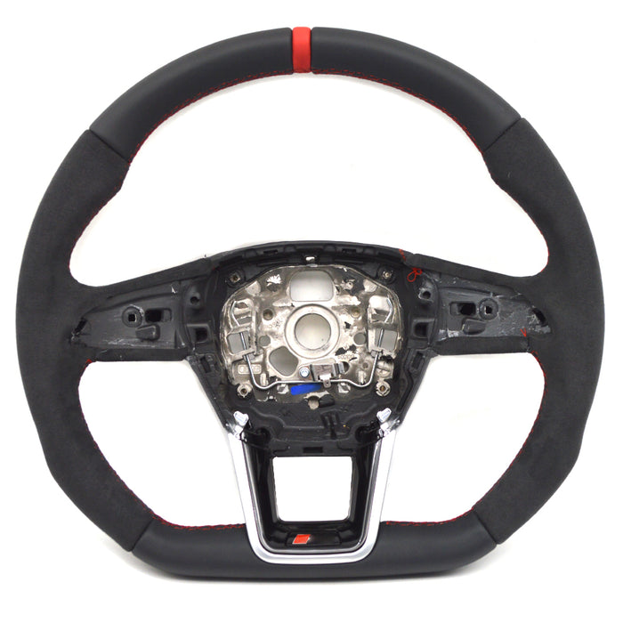 Multi functional semi suede leather flat bottomed sports steering wheel, suitable for Audi A6 C8