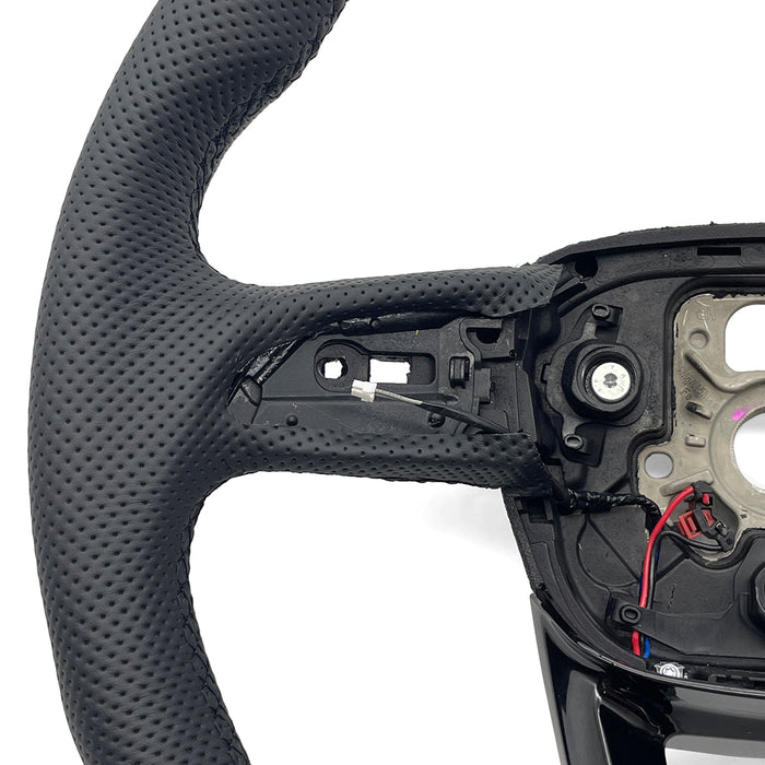 Multi functional semi perforated painted black flat bottomed sports steering wheel with heating,For Audi Q5 FY Q7