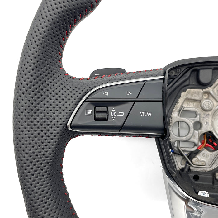 Multi functional semi perforated leather sports steering wheel with heating, For Audi Q3