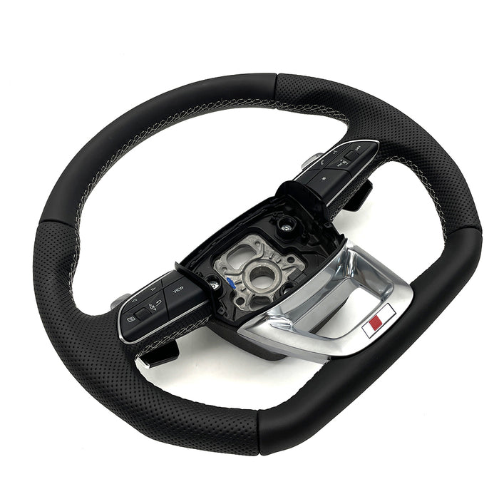 Multi functional semi perforated flat bottomed sports steering wheel, For Audi Q5 FY Q7