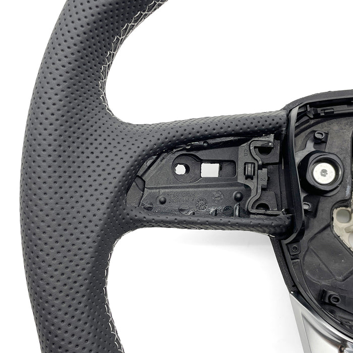 Multi functional carbon fiber semi perforated leather flat bottomed sports steering wheel,For Audi Q5 FY Q7