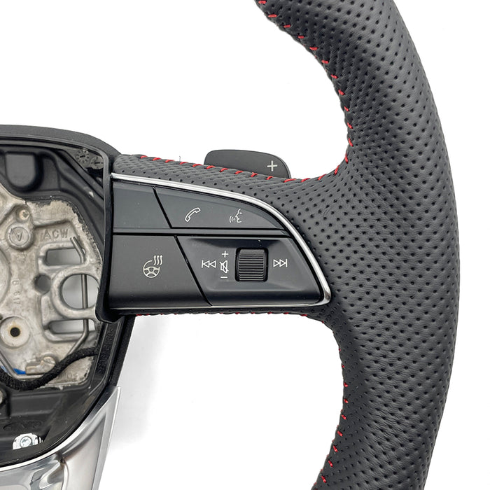 Multi functional semi perforated leather sports steering wheel with heating, For Audi Q3