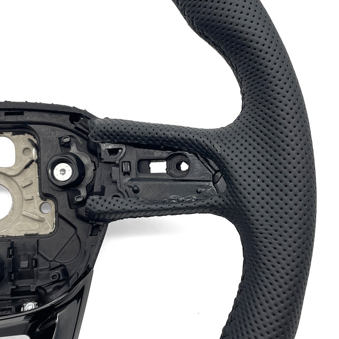 Multi functional semi perforated painted black flat bottomed sports steering wheel with heating,For Audi Q5 FY Q7