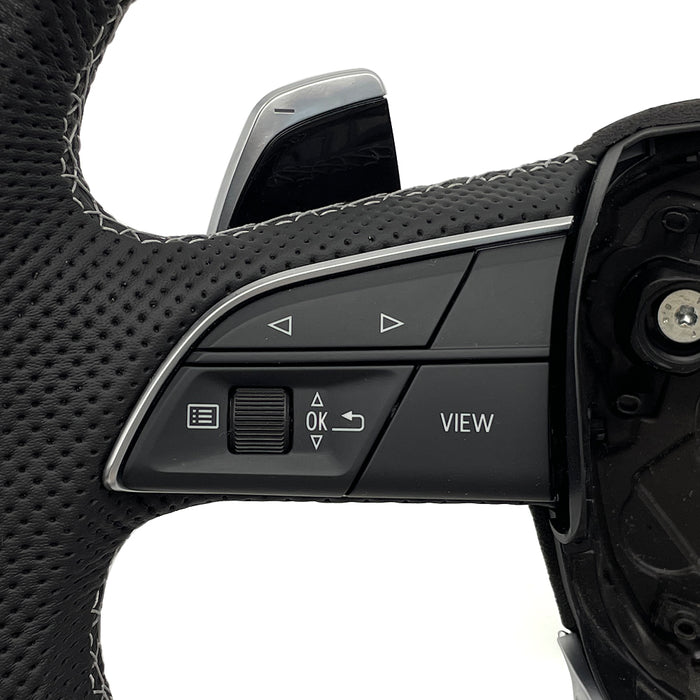 Multi functional semi perforated flat bottomed sports steering wheel, For Audi Q5 FY Q7