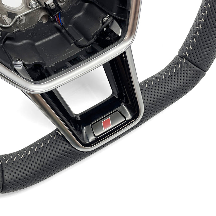 Fully perforated leather flat bottomed steering wheel, For Audi A6 C8