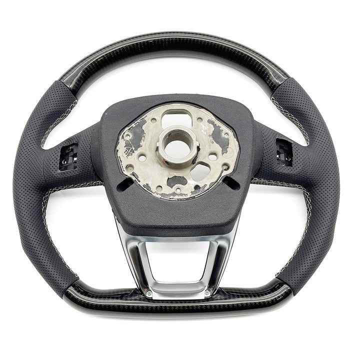 Multi functional carbon fiber semi perforated flat bottomed sports steering wheel, For Audi Q5 FY Q7