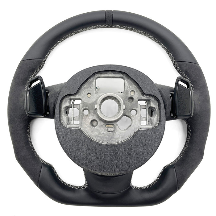 Multi functional semi suede leather flat bottomed sports steering wheel, suitable for Audi A6 C7