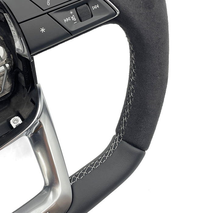 Multi functional suede white line sports steering wheel, For Audi Q3