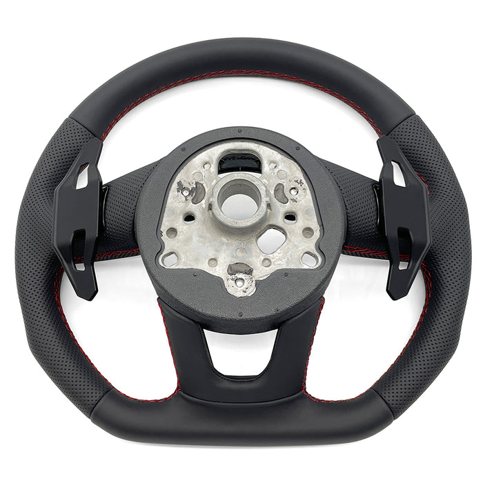 Multi functional semi perforated leather steering wheel, For Audi RS3 RS4 RS5 A3 A4 B9 A5 S3 S4 S5 2017 to 2021