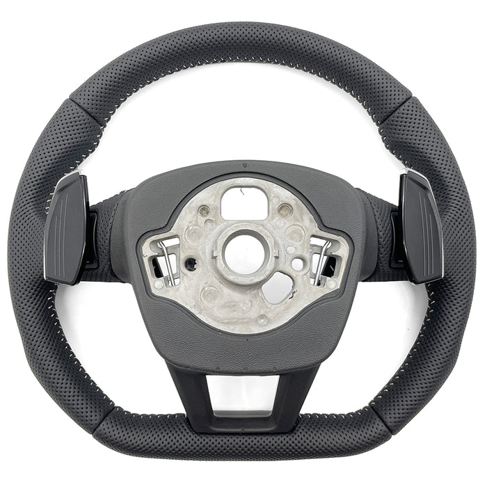 Fully perforated leather flat bottomed steering wheel, For Audi A6 C8