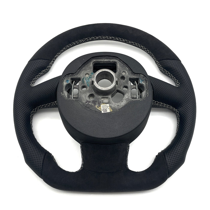 Multi functional suede flat bottomed sports steering wheel, suitable for Audi A6 C7