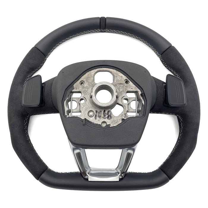 Multi functional suede white line sports steering wheel, For Audi Q3