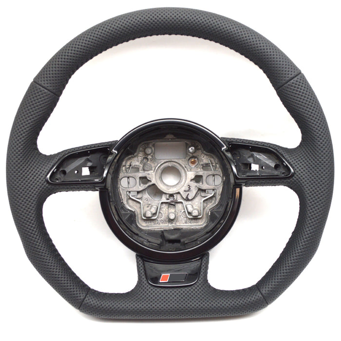 Multi functional fully perforated leather flat bottomed sports steering wheel, suitable for Audi A6 C7