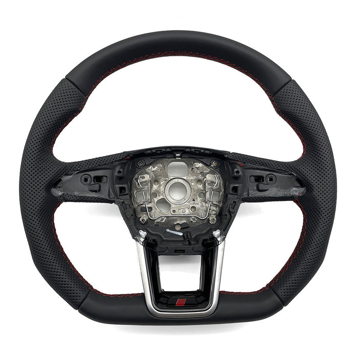 Multi functional semi perforated leather flat bottomed sports steering wheel, suitable for Audi A6 C8