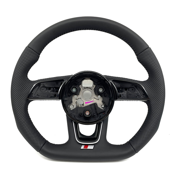 Multi functional semi perforated leather steering wheel, For Audi RS3 RS4 RS5 A3 A4 B9 A5 S3 S4 S5 2017 to 2021