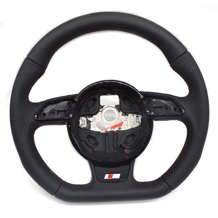 Multi functional perforated flat bottomed sports steering wheel with paddle holes,For Audi A3 8V A4 B8 A5 A6 A7 Q3 Q5 Q7