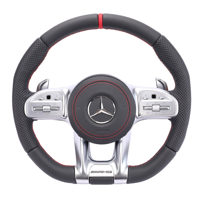 For Mercedes Benz black semi perforated red line red steering wheel alignment mark Steering wheel