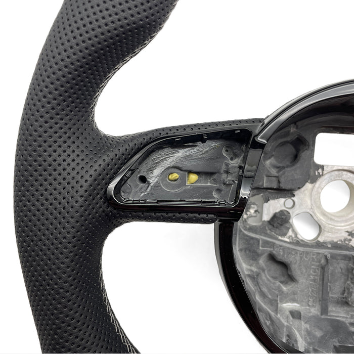 Multi functional carbon fiber perforated leather flat bottomed sports steering wheel, For Audi A3 8V A4 B8 A5 A6 A7 Q3 Q5 Q7