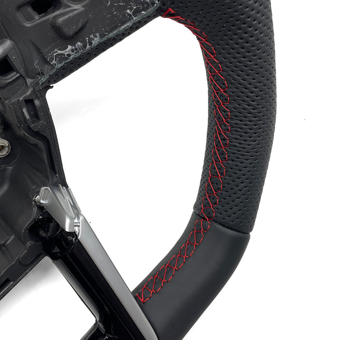 Multi functional semi perforated leather flat bottomed sports steering wheel, suitable for Audi A6 C8