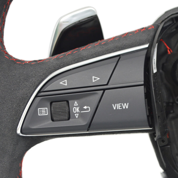 Multi functional full suede red line flat bottomed sports steering wheel, For Audi Q5 FY Q7