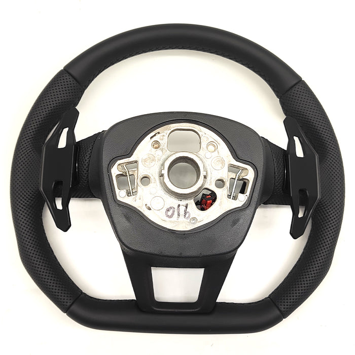 Multi functional semi perforated leather flat bottomed sports steering wheel with heating, suitable for Audi A6 C8