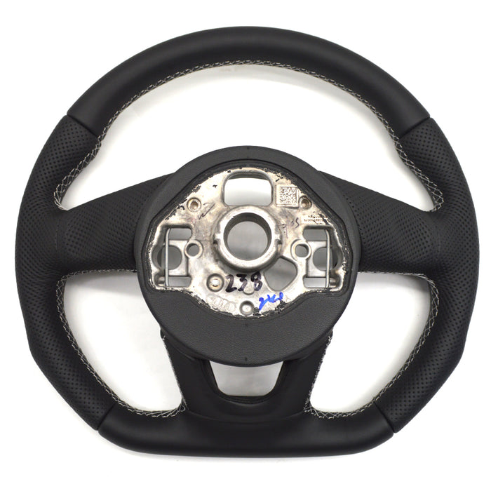 Multi functional leather semi perforated flat bottomed sports steering wheel,For Audi A3 8Y