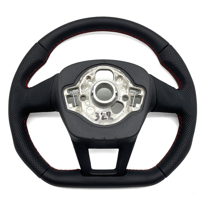 Multi functional semi perforated leather flat bottomed sports steering wheel, suitable for Audi A6 C8