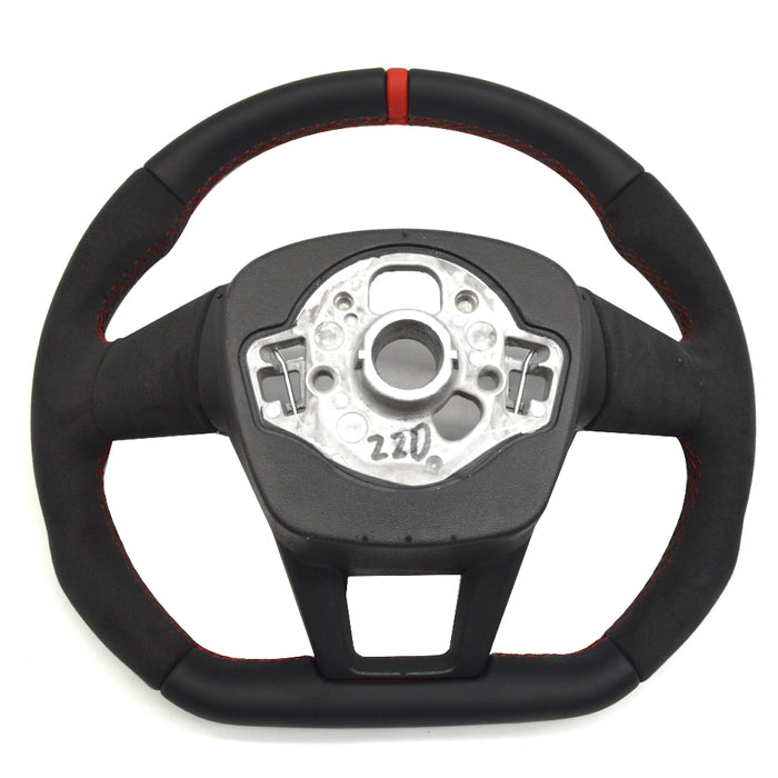 Multi functional semi suede leather flat bottomed sports steering wheel, suitable for Audi A6 C8