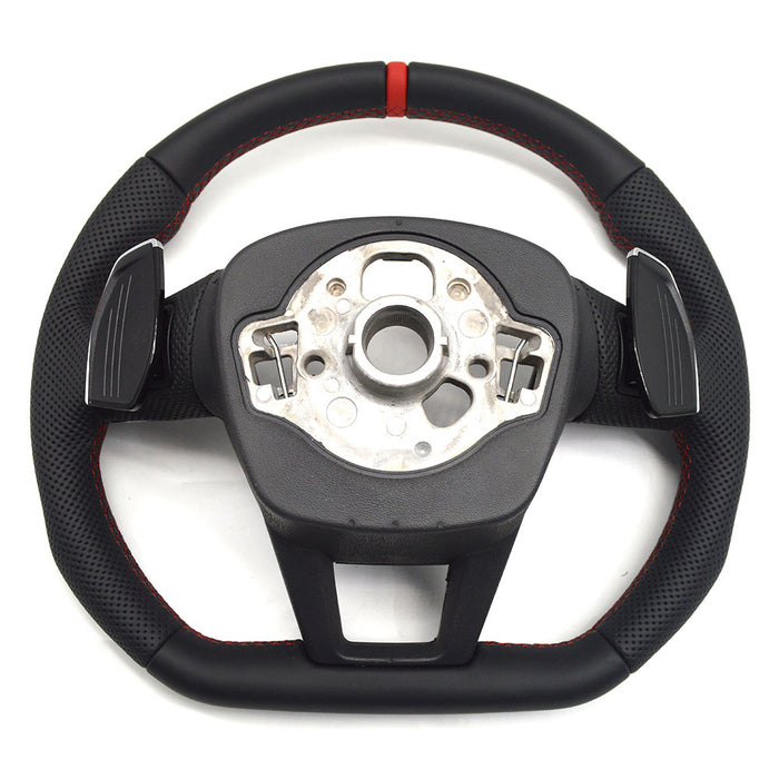 Multi functional semi perforated leather flat bottomed sports steering wheel, suitable for Audi A6 C8