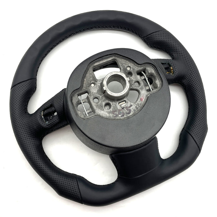 Multi functional semi perforated leather flat bottomed sports steering wheel, suitable for Audi A6 C7